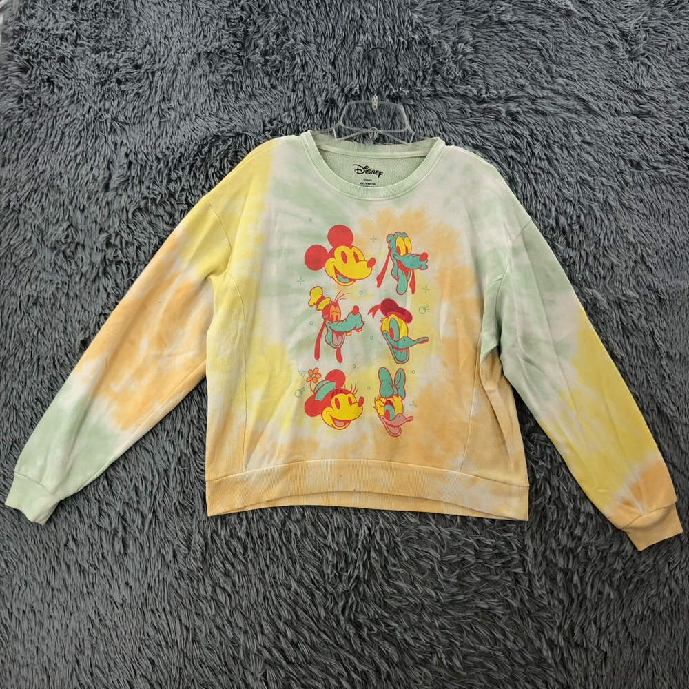 Disney Sweatshirt Girls XXL Fits Womens Medium Tye Dye Mickey Donald Goofy Daisy